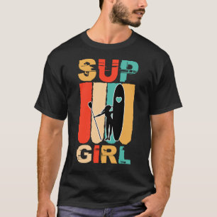 Camiseta Garotas SUP se posicionam remando surfando