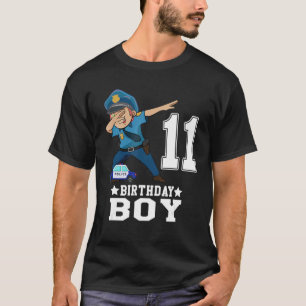 Camiseta Garoto 11 de Aniversário De 11 Anos Que Dava Polic