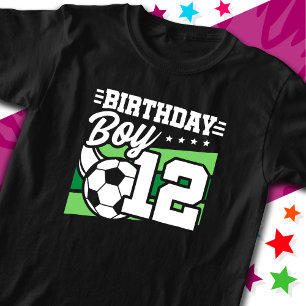 Camiseta Garoto 12 de Aniversário De Futebol Crianças De 12