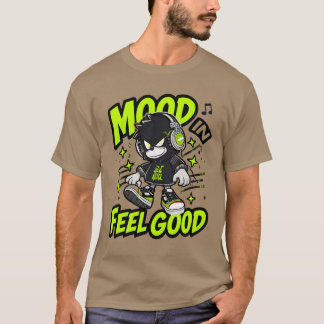 Camiseta Garoto Anime Se Sentindo Bem Com Fones de Ouvido -