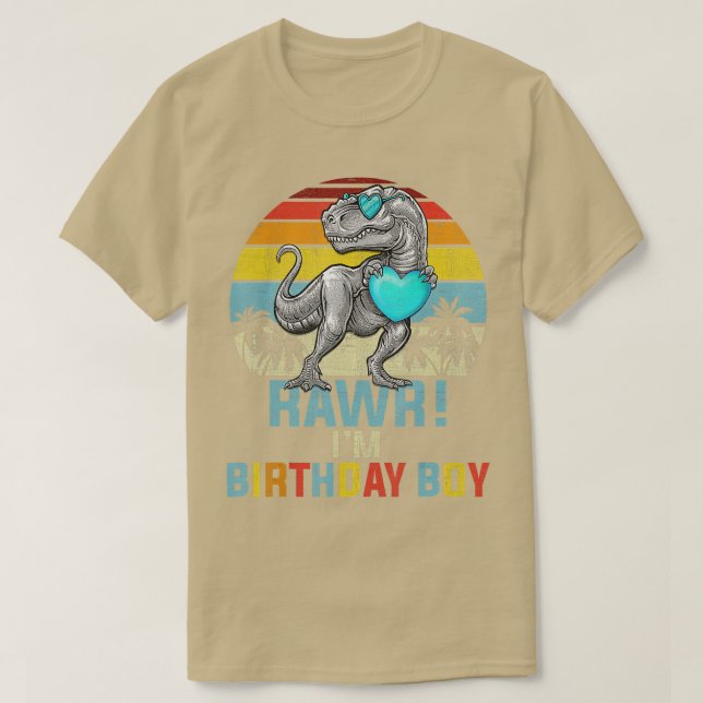 Camiseta Garoto aniversário de criança Dino Rex Dinossauros (Frente do Design)