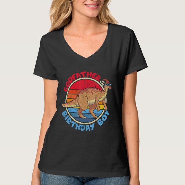 Camiseta Garoto Aniversário I Padrinho I Parasaurolophus I  (Frente)