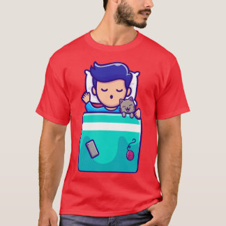 Camiseta Garoto Bonito Dormindo Com Cartografia De Gato