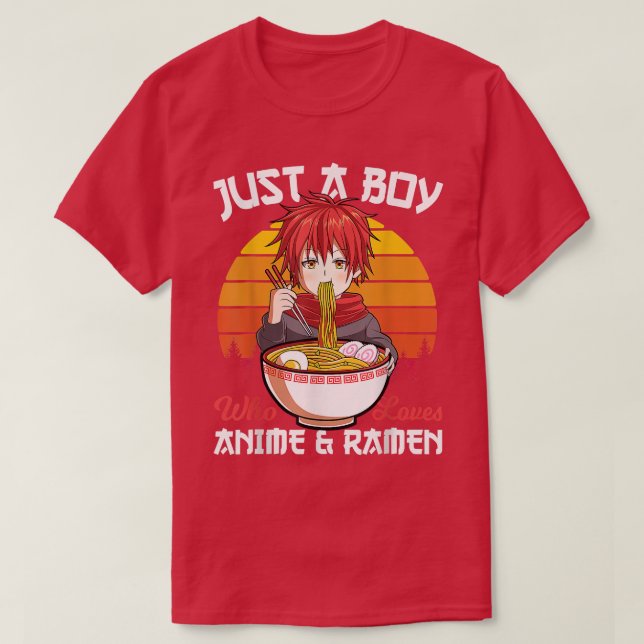 Camiseta Garoto Bonito Só Um Menino Que Ama Anime E Ramen J (Frente do Design)