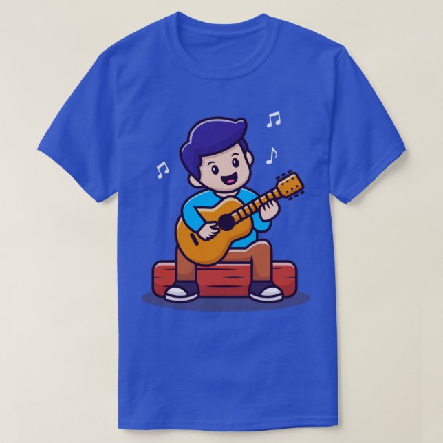 Camiseta Garoto Bonito Tocando Cartografia De Violão (Frente do Design)