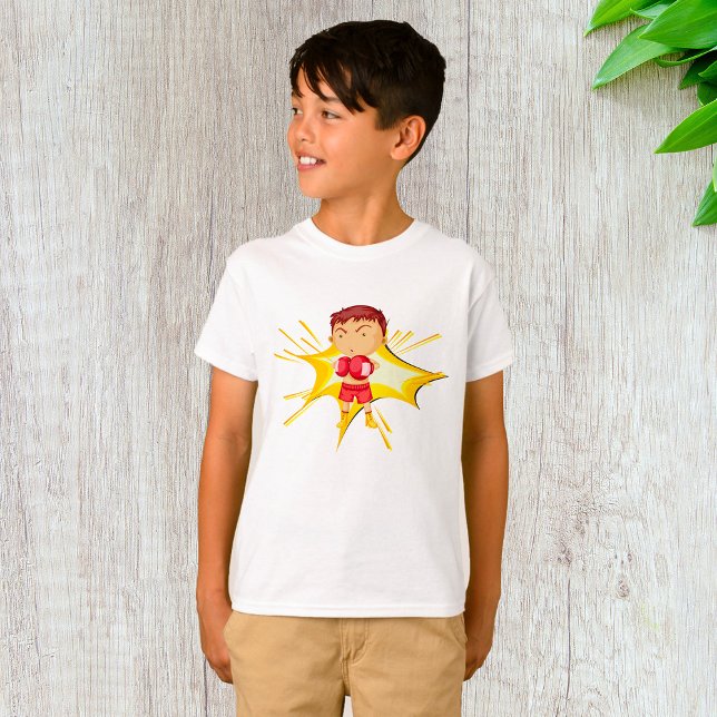 Camiseta Garoto Boxeador de Luvas Vermelhas e Shorts (Criador carregado)