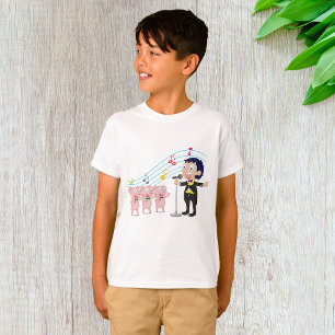 Camiseta Garoto Cantando com Coro de Três Porcos