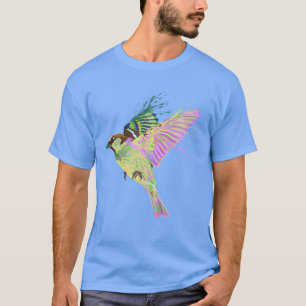 Camiseta Garoto Colorido de Pássaros Voadores