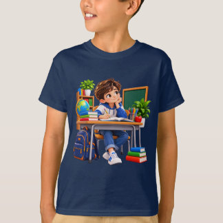 Camiseta Garoto Cute Aprendizado Escolar