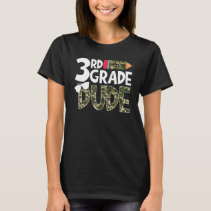 Camiseta Garoto da 3ª Série Estampa Camo Volta às Aulas Cri