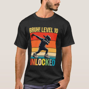 Camiseta Garoto de 10 Anos de Idade Fazendo Dab no Aniversá