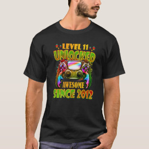 Camiseta Garoto de 11 anos Nível 11 Desbloqueado Incrível 2