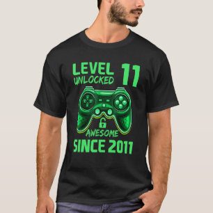 Camiseta Garoto de 11 anos Nível 11 Desbloqueado Incrível 2
