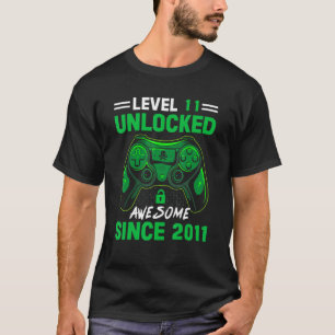Camiseta Garoto de 11 anos Nível 11 Desbloqueado Incrível 2