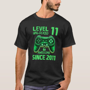Camiseta Garoto de 11 anos Nível 11 Desbloqueado Incrível 2