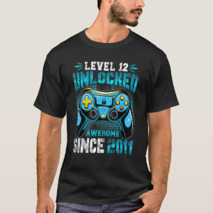 Camiseta Garoto de 12 anos Nível 12 Desbloqueado Incrível 2