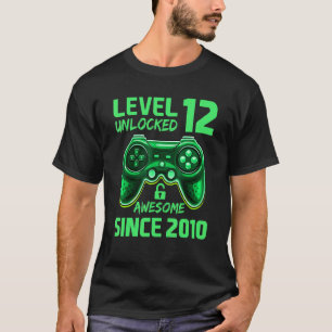 Camiseta Garoto de 12 anos Nível 12 Desbloqueado Incrível 2