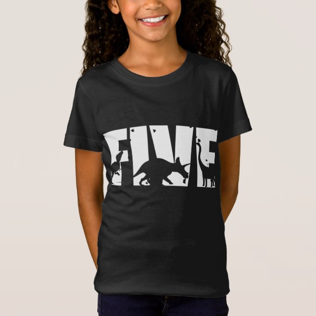 Camiseta Garoto De 5 Anos Dinossauro T Rex 5 B (Frente)