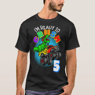 Camiseta Garoto De 5 Anos Dinossauro Trex 5 Cinco Bo