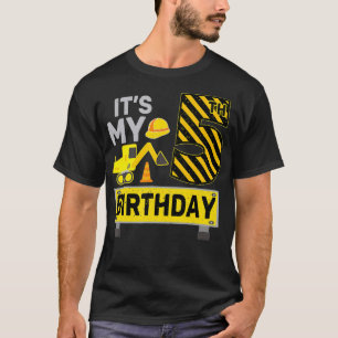 Camiseta Garoto de 5 anos É minha construção de aniversário