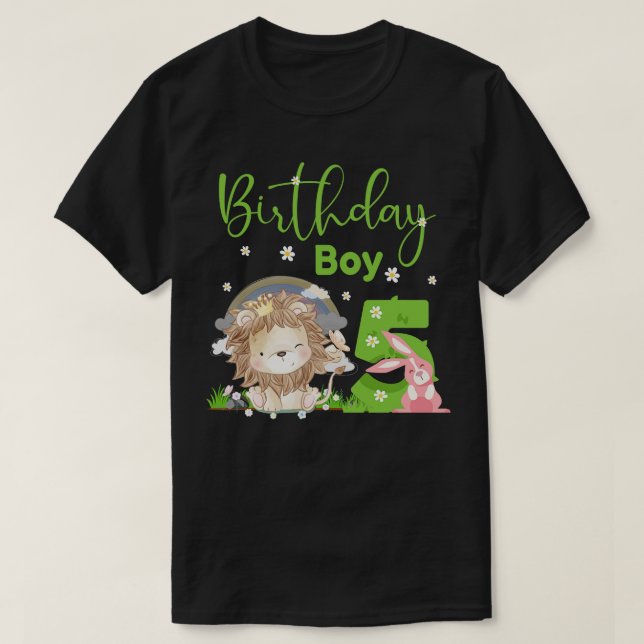 Camiseta Garoto de 5 de Aniversário do Leão Gelado (Frente do Design)