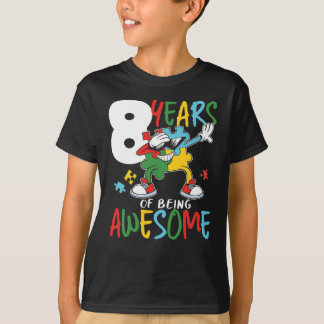 Camiseta Garoto De 8 Anos De Aniversário Ou Garota Autismo 