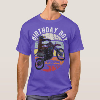Camiseta Garoto de aniversário da bicicleta Dirt Moto e mot