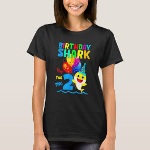 Camiseta Garoto De Aniversário De Tubarão Cortado Com 2 Ano