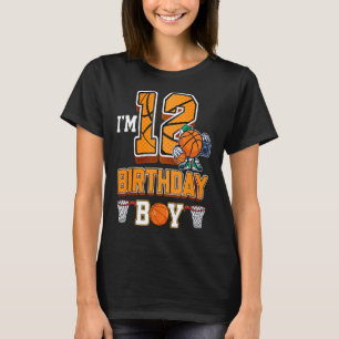 Camiseta Garoto De Basquete De Aniversário De 12 12 Anos De