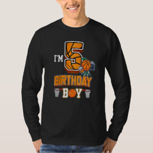 Camiseta Garoto De Basquete De Aniversário De 5 5 Anos De I
