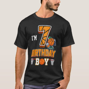 Camiseta Garoto De Basquete De Aniversário De 7 7 Anos De I
