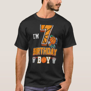 Camiseta Garoto De Basquete De Aniversário De 7 7 Anos De I