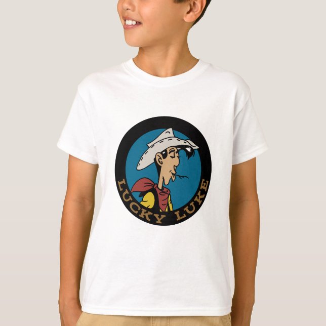 Camiseta Garoto de desenho animado Lucky Luke em círculo de (Frente)