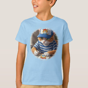 Camiseta Garoto de gato colando uma foto
