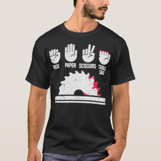 Camiseta Garoto de Mesa de Tesoura de Papel em Madeira