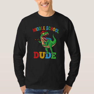 Camiseta Garoto do Ensino Médio Rex Dinossauro Volta às Aul