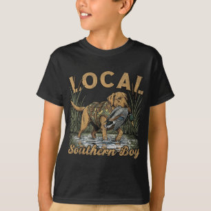 Camiseta Garoto do Sul Local Caçando Aves Aquáticas ao Exte