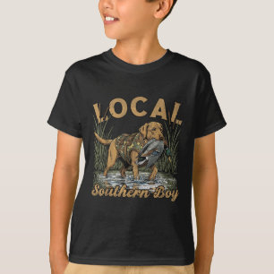 Camiseta Garoto do Sul Local Caçando Aves Aquáticas ao Exte