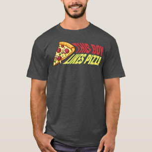Camiseta Garoto Gosta De Pizza Engraçado Dizendo Comida Ita