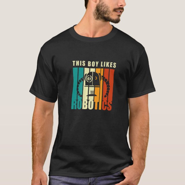 Camiseta Garoto Gosta De Robótica Robô Estudante De Engenhe (Frente)