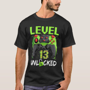 Camiseta Garoto Jogador De 13 Anos De Aniversário De Nível 