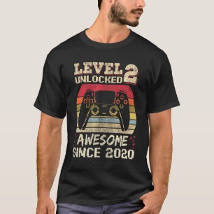 Camiseta Garoto Jogador De 2 Anos Aniversário 2 Nível Desbl