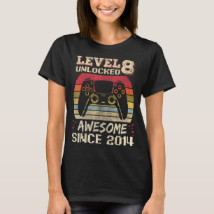 Camiseta Garoto Jogador De 8 Anos Aniversário 8 Nível Desbl