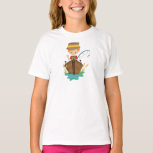 Camiseta Garoto, Pescador, Arco De Pesca, Cabelo Laranja