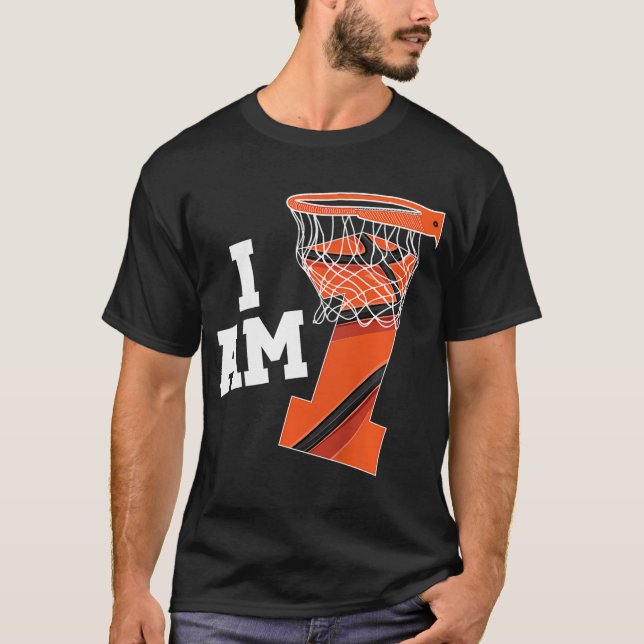 Camiseta Garoto primeiro aniversario De Basquete Crianças D (Frente)