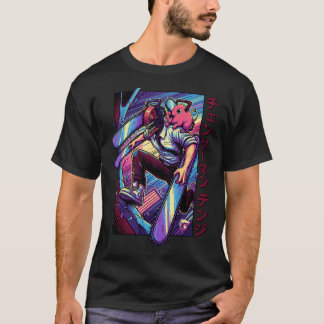 Camiseta Garoto Retro dos Anos 80 Motosserra Pet Neon Vapor