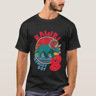 Camiseta Garotos 8º Aniversário Eu Rawr! Família Triceratop