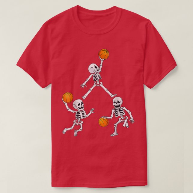 Camiseta Garotos De Bolhas De Halloween Skeleton Dunking (Frente do Design)