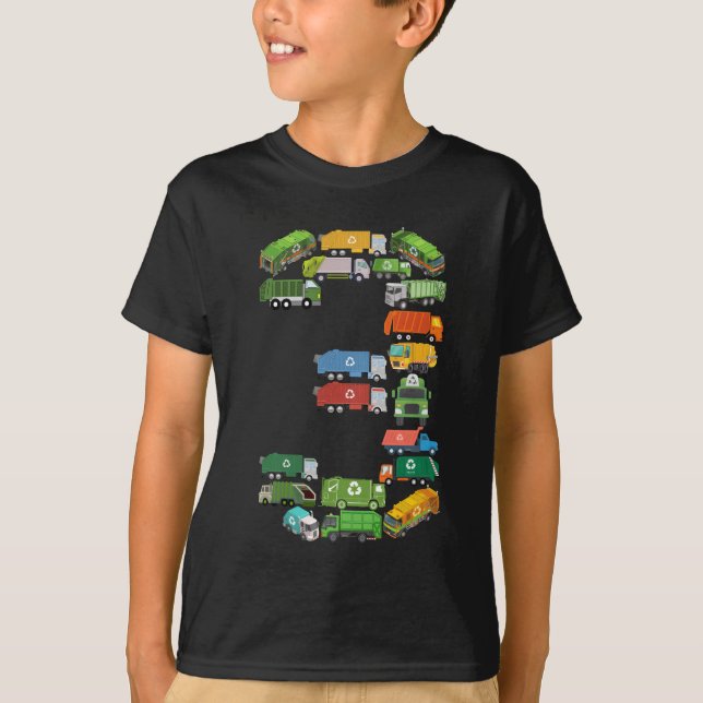 Camiseta Garotos De Caminhão De Lixo Meninos De 3 Anos De I (Frente)