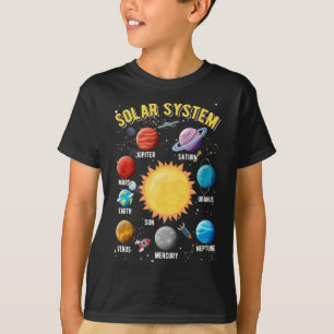 Camiseta Garotos do Sistema Solar Meninas Planetas Fúnebre